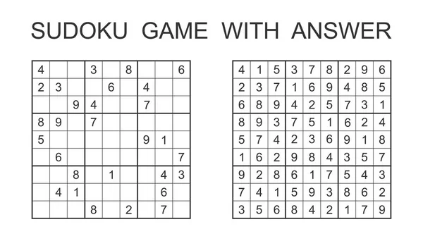 Sudoku z odpowiedzi. Wektor gra logiczna z numery dla dzieci i dorosłych. Ilustracja na białym tle. — Wektor stockowy