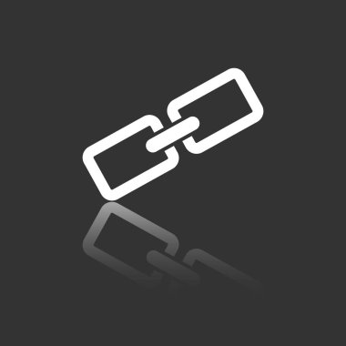 Zincir simge vektör çizim düz stilde siyah arka plan üzerine izole. Web sitesi tasarımı, logo, app, kullanıcı arabirimi için yansıtma efekti ile bağlantı simgesi.