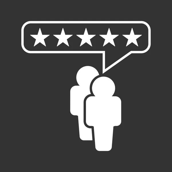 Klant beoordelingen, rating, gebruiker feedback concept vector pictogram. Vlakke afbeelding op zwarte achtergrond. — Stockvector