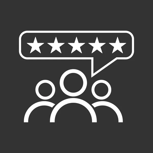 Kundenbewertungen, Bewertung, Nutzerfeedback-Konzept Vektor-Symbol. flache Abbildung auf schwarzem Hintergrund. — Stockvektor