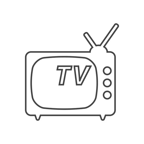 TV ikona ilustracja wektorowa w stylu linii na białym tle. Symbol telewizja projektowanie stron internetowych, logo, aplikacji, interfejs użytkownika. — Wektor stockowy