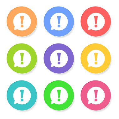 Ünlem işareti simgesi vektör çizim düz stil beyaz arka plan üzerinde izole içinde. Web sitesi tasarımı, logo, app, UI dikkat simgesi.