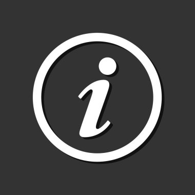 Bilgi simge vektör çizim düz stilde siyah arka plan üzerine izole. Web sitesi tasarımı, logo, app, UI konuşma simgesi.