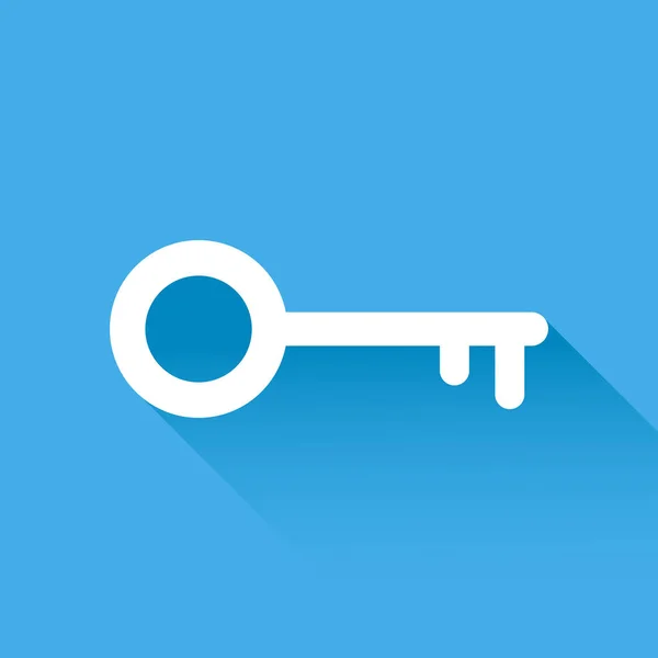 Key Icon ilustração vetorial em estilo plano isolado em fundo azul. Símbolo de desbloqueio para web site design, logotipo, aplicativo, ui . — Vetor de Stock