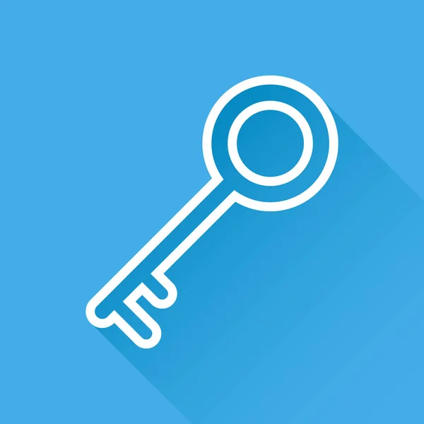 Key Icon ilustração vetorial em estilo plano isolado em fundo azul. Desbloquear símbolo de linha para web site design, logotipo, app, ui . —  Vetores de Stock