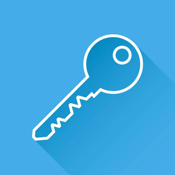 Key Icon ilustração vetorial em estilo plano isolado em fundo azul. Desbloquear símbolo de linha para web site design, logotipo, app, ui . —  Vetores de Stock