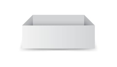 Beyaz karton paket kutu. Beyaz arka plan üzerinde izole vektör çizim.