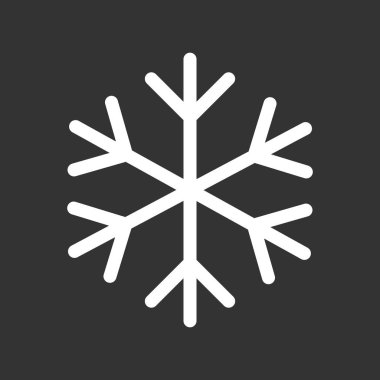 Kar tanesi simge vektör çizim düz stilde siyah arka plan üzerine izole. Web sitesi tasarımı, logo, app, UI kış simgesi.