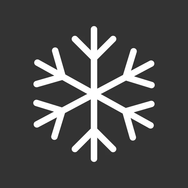 Icono de copo de nieve ilustración vectorial en estilo plano aislado sobre fondo negro. Símbolo de invierno para el diseño del sitio web, logotipo, aplicación, ui . — Vector de stock