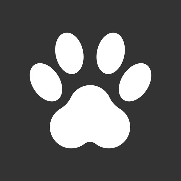 爪子孤立在黑色背景上的打印图标矢量图。狗，猫，熊爪子象征平象形图. — 图库矢量图片
