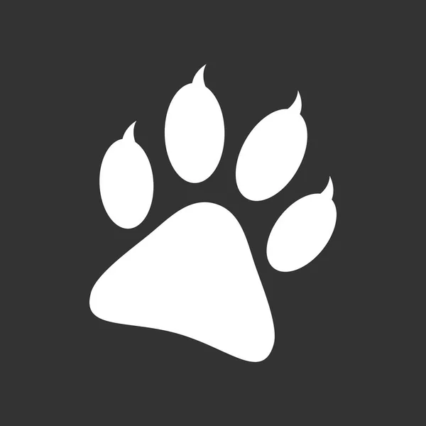 Illustration vectorielle d'icône d'impression patte isolée sur fond noir. Chien, chat, ours symbole de patte pictogramme plat . — Image vectorielle