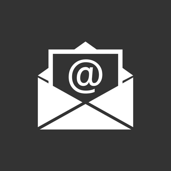 Icône d'enveloppe de courrier vecteur isolé sur fond noir. Symboles de l'illustration vectorielle plate email . — Image vectorielle