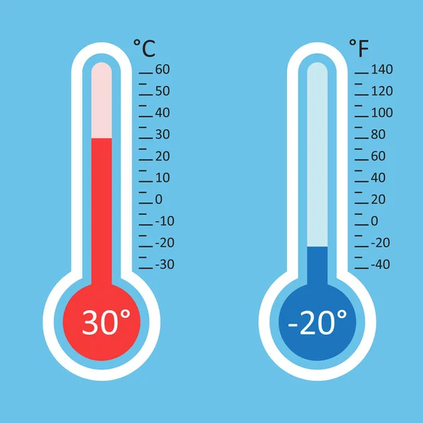 Thermometers-pictogram. Doel platte vectorillustratie geïsoleerd op blauwe achtergrond. — Stockvector