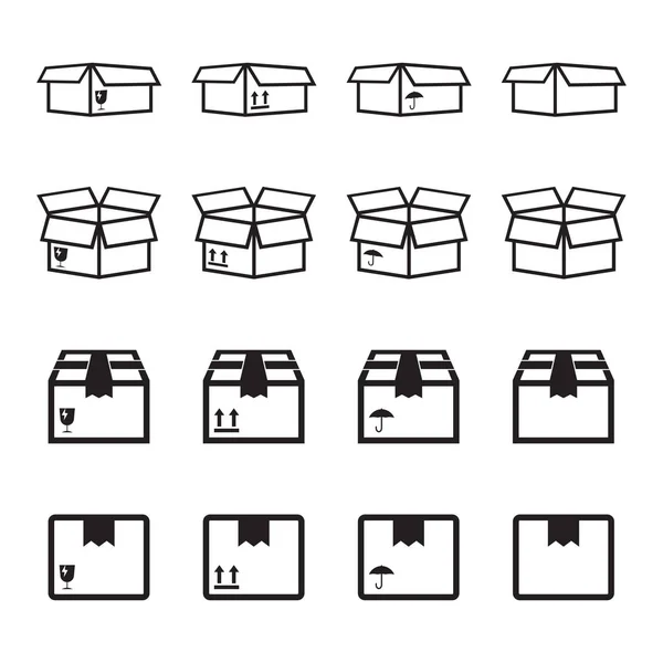 Set of packaging box icon. Flat shipping pack simple vector illustration. — Stock Vector