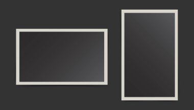 İzole edilmiş arkaplanda fotoğraf çerçevesi. Fotoğrafçılık ve fotoğrafçılık için. Vektör illüstrasyonu