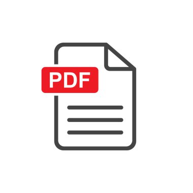 PDF indir vektör simgesi. İş, pazarlama, Internet kavramı için basit düz piktogram. Beyaz arka plan üzerinde vektör çizim.