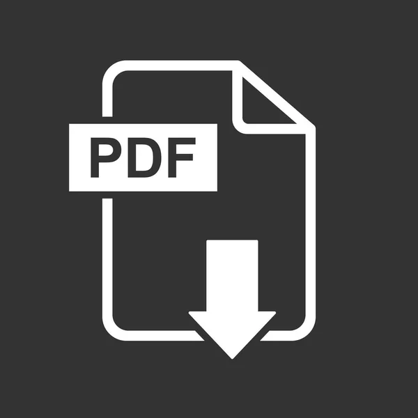 Descargar PDF icono del vector. Pictograma plano simple para negocios, marketing, concepto de Internet. Ilustración vectorial sobre fondo negro . — Archivo Imágenes Vectoriales