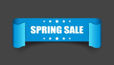 Bahar satış kurdele vektör simgesi. Siyah arka plan üzerine etiket etiket indirim.