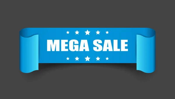 Mega Sale Ribbon Vector Icon. Rabatt-Aufkleber auf schwarzem Hintergrund. — Stockvektor