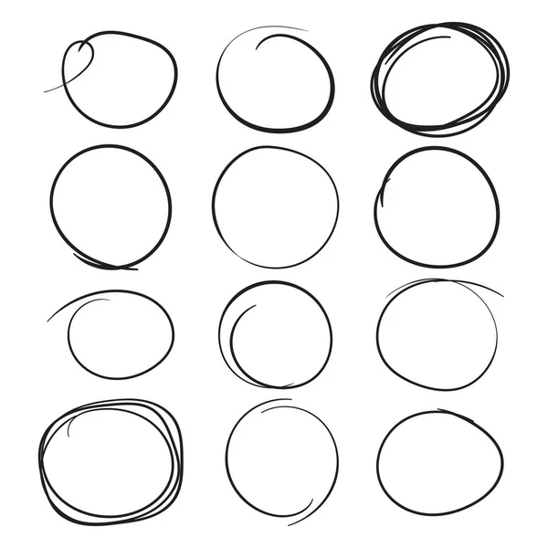 Set of the hand drawn scribble circles. Vector element. Illustration on white background. — Stock Vector