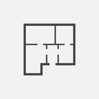 Ev planı basit düz simgesi. Beyaz arka plan üzerinde vektör çizim.