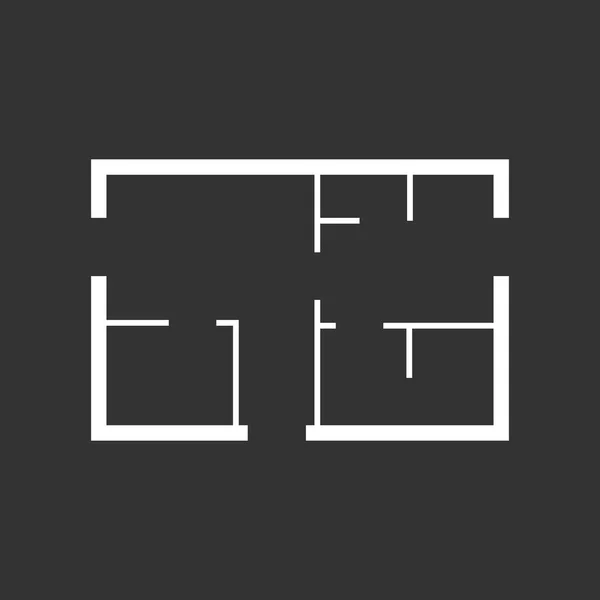 Hausplan einfache flache Symbol. Vektor-Illustration auf schwarzem Hintergrund. — Stockvektor