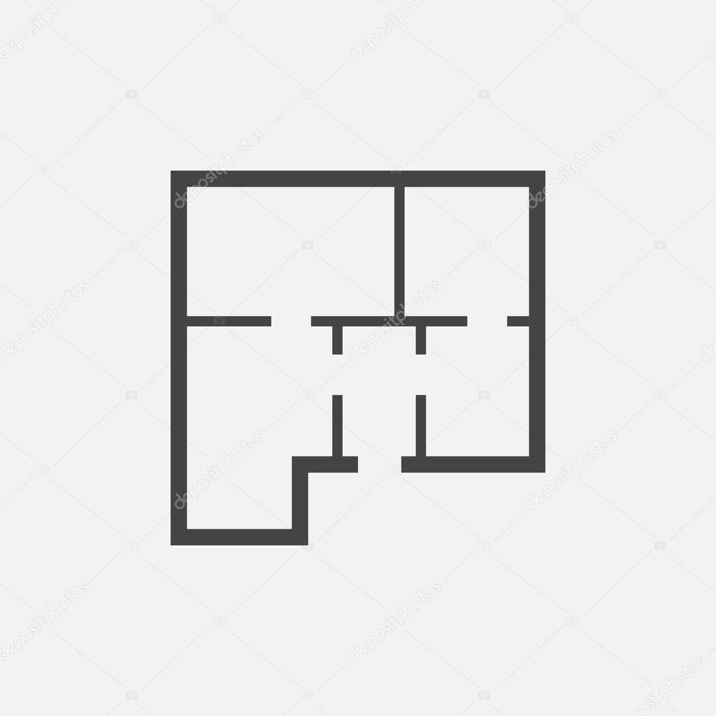 House plan simple flat icon. Vector illustration on white background.