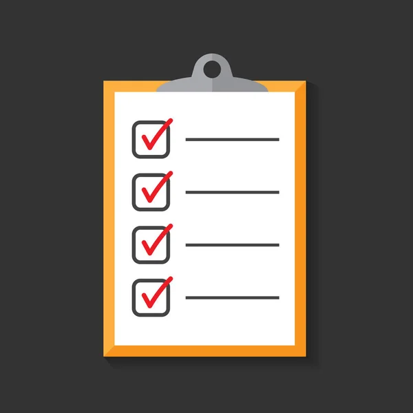 To do list icon. Checklist, task list vector illustration in flat style. Reminder concept icon on black background. — Stock Vector