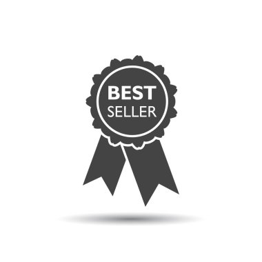 En iyi satıcı kurdele simgesi. Beyaz arka plan üzerinde düz stilde madalya vektör çizim.