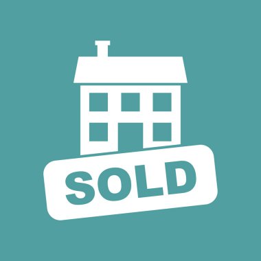 Satılan ev simgesi. Vektör illüstrasyon izole arka plan üzerinde düz tarzı.