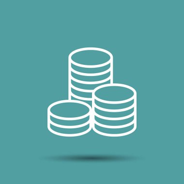 Madeni paralar vektör illüstrasyonu. Para yığılmış madeni para simgesi düz stil.