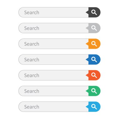 Arama çubuğu alanı. Vektör arabirim öğeleri arama tuşu ile ayarlayın. Beyaz arka plan üzerinde düz vektör çizim.