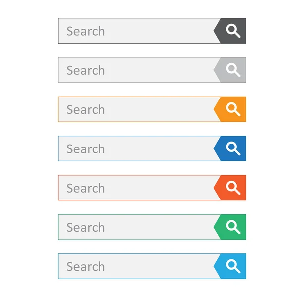 Bar i sökfältet. Ställ in vektor gränssnittselement med sökknappen. Flat vektorillustration på vit bakgrund. — Stock vektor