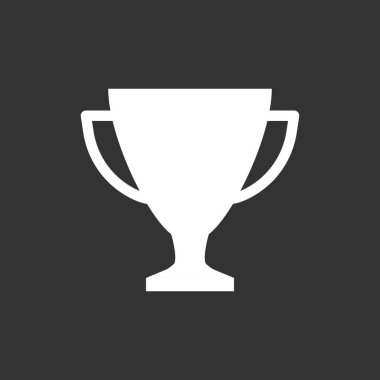 Trophy Kupası düz vektör simgesi. Basit kazanan sembolü. Beyaz illüstrasyon izole siyah arka plan üzerine.