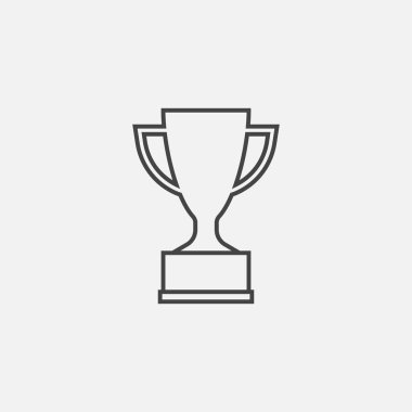 Çizgi stili Trophy Kupası düz vektör simgesi. Basit kazanan sembolü. Siyah illüstrasyon izole beyaz arka plan üzerinde.
