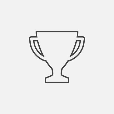 Çizgi stili Trophy Kupası düz vektör simgesi. Basit kazanan sembolü. Siyah illüstrasyon izole beyaz arka plan üzerinde.