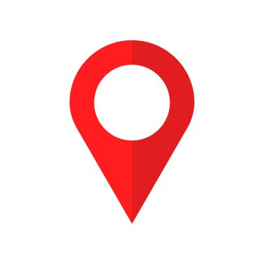 PIN simge vektör. Beyaz arka plan üzerinde izole düz stilde yer işareti. Navigasyon haritası, gps kavramı.