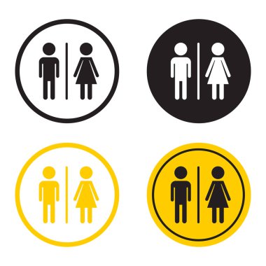 Tuvalet, tuvalet düz vektör simgesi. Erkekler ve kadınlar için tuvalet beyaz arka plan üzerinde kayıt.