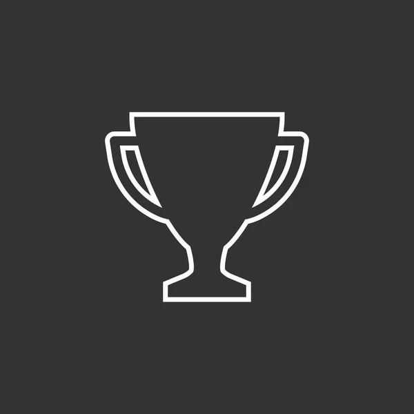 Trofeo taza plana vector icono en estilo de línea. Símbolo ganador simple. Ilustración blanca aislada sobre fondo negro . — Vector de stock