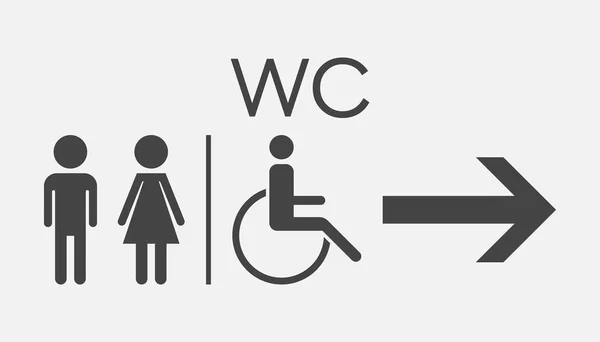 WC, icône vectorielle plate de toilette. Hommes et femmes signent pour toilettes sur fond blanc . — Image vectorielle