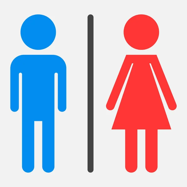 WC, inodoro icono vector plano. Los hombres y las mujeres firman para el baño sobre fondo blanco . — Archivo Imágenes Vectoriales