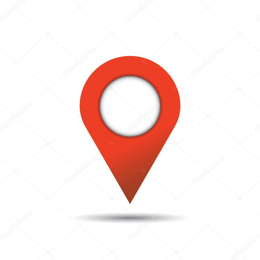 Pin icon vector. Location sign in flat style isolated on white background. Navigation map, gps concept.