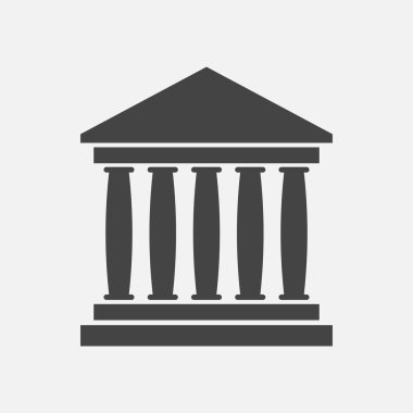 Banka düz stil simgesinde bina. Beyaz arka plan üzerinde müze vektör çizim.