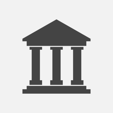 Banka düz stil simgesinde bina. Beyaz arka plan üzerinde müze vektör çizim.