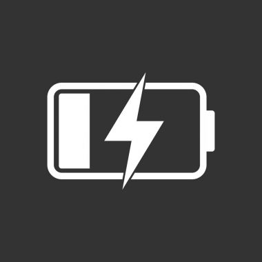 Batarya şarj seviyesi göstergesi. Vektör çizim siyah arka plan üzerine.