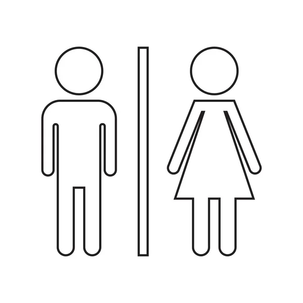 WC, línea de inodoro icono de vectores. Los hombres y las mujeres firman para el baño sobre fondo blanco . — Archivo Imágenes Vectoriales
