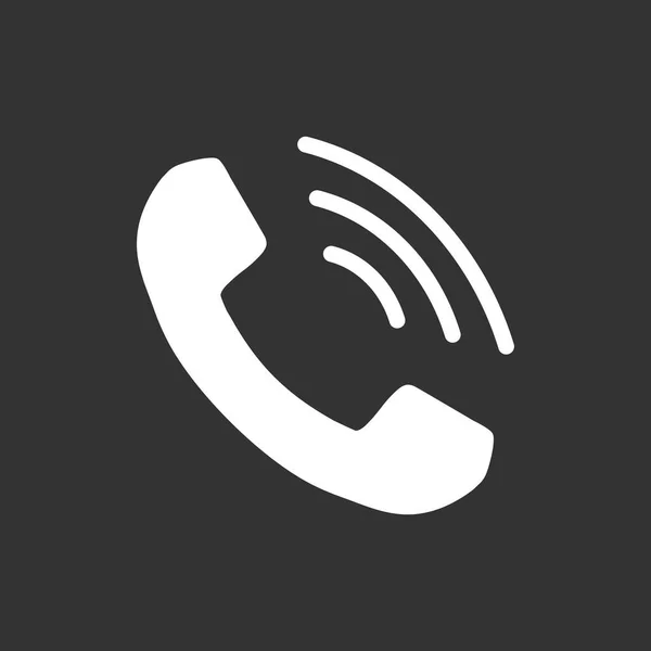Vetor de ícone do telefone, contato, sinal de serviço de suporte isolado em fundo preto. Telefone, ícone de comunicação em estilo plano . — Vetor de Stock