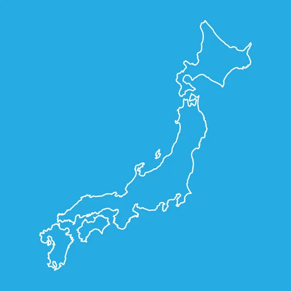 Japan map in line style. Vector illustration on blue background. — Stock Vector