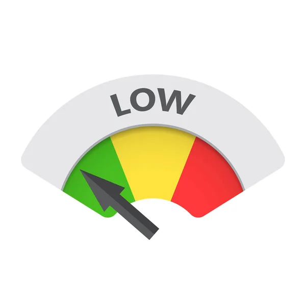 Ikona wektor wskaźnik niskiego poziomu ryzyka. Niskiego poziomu paliwa ilustracja na białym tle. — Wektor stockowy