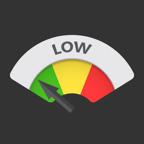 Icona vettoriale a basso livello di rischio. Illustrazione a basso carburante su sfondo nero . — Vettoriale Stock